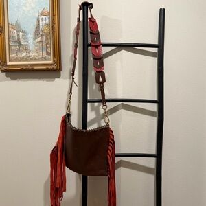 Il Bisonte Italy Genuine Leather Crossbody Bag Western Fringe Boho Statement